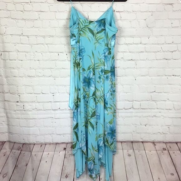 Studio Y. Layered Chiffon and satin floral asymmetrical sundress.  Size 13 - Picture 5 of 6